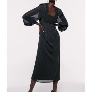 Zara Glittering Black Midi Dress